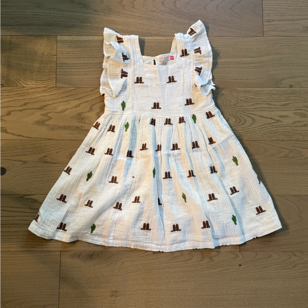 Pink Chicken Girls Elsie Dress - Rodeo Embroidery